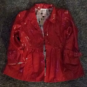 Nori, little girls lined rain coat, size small red